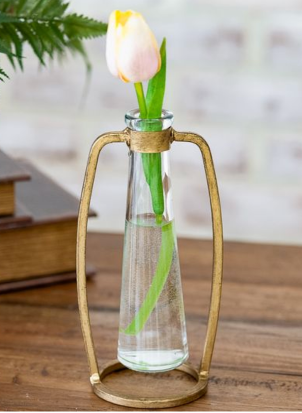 7.5" Gold Stem Vase