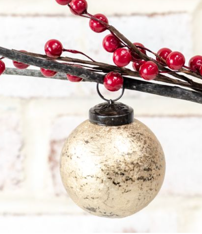 2" Gold Foil Glass Ball Ornament