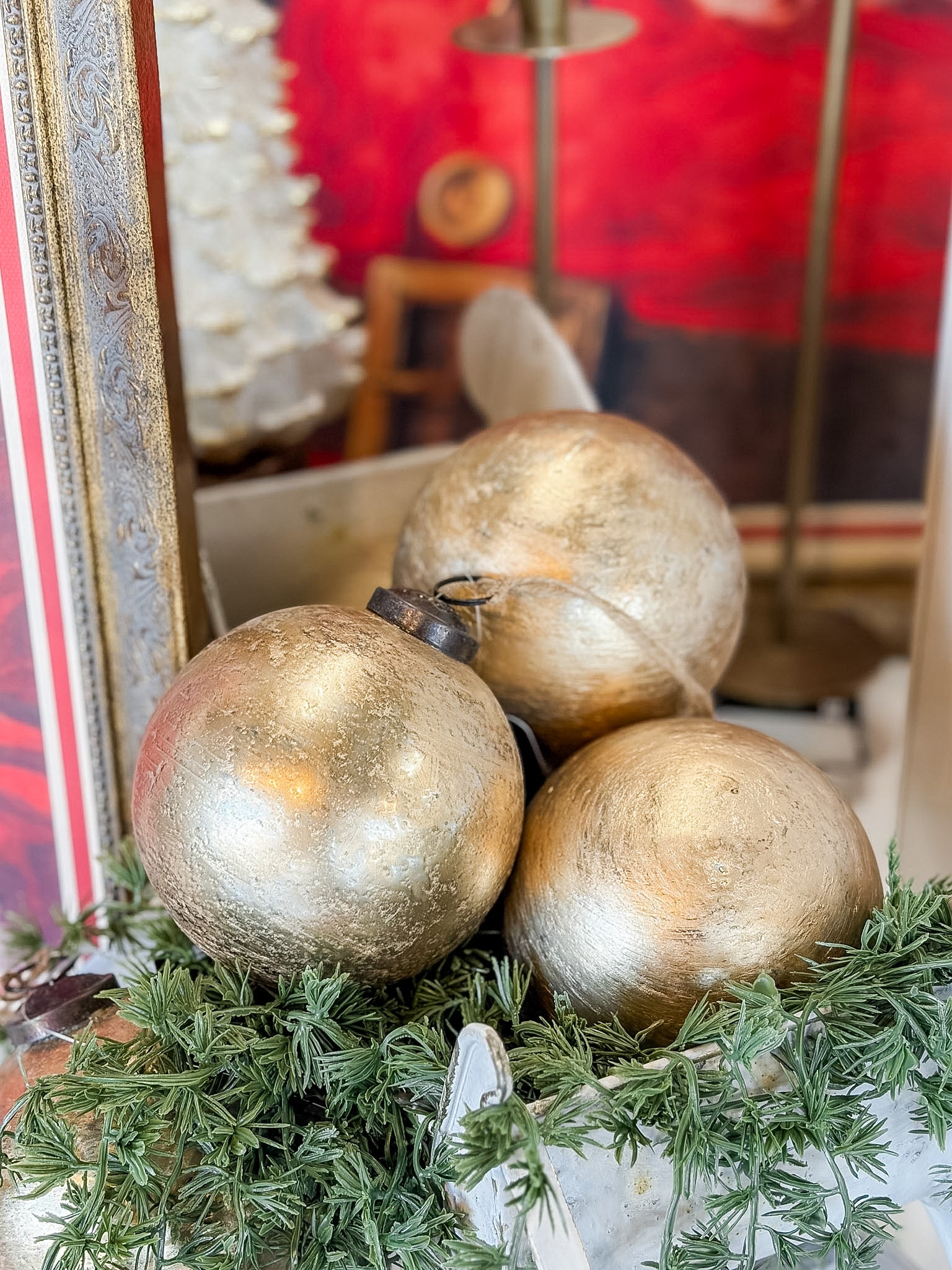 4" Gold Foil Glass Ball Ornament