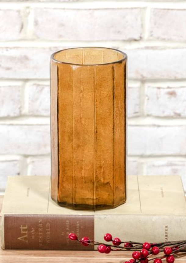 8" Amber Glass Vase