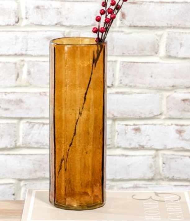 11" Amber Glass Vase