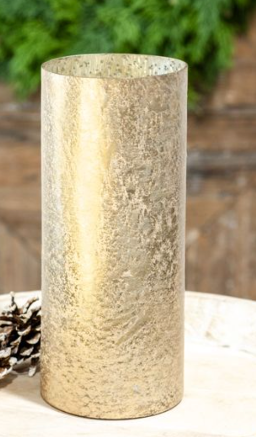 11" Gold Foil Glass Vase