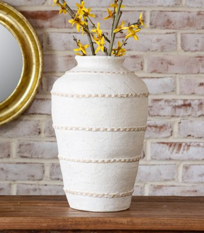 Textured White Vase – 14"