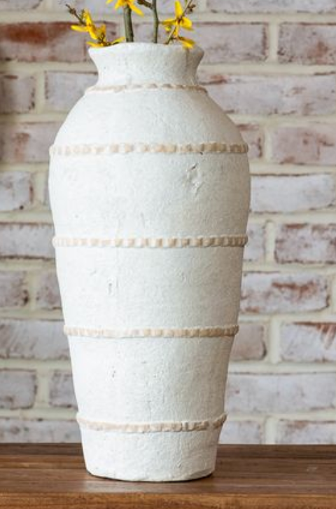 Textured White Floor Vase – 17"