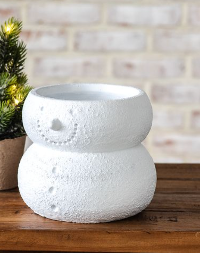 6" Cement Snowman Planter