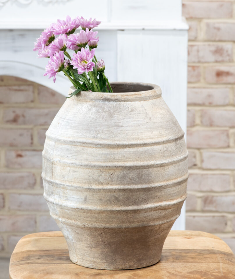 Antique Taupe Artisan Vase
