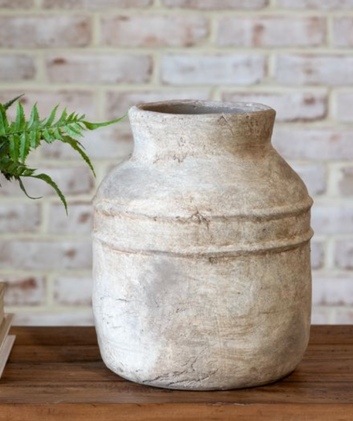 Antique Taupe Terra Cotta Jug Vase