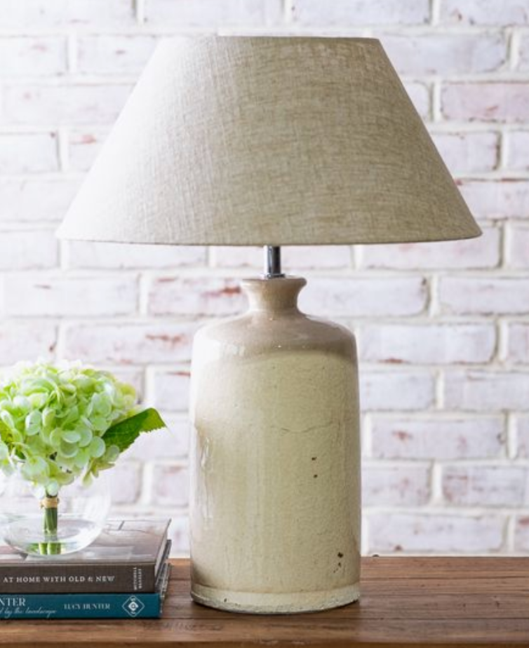 Ceramic Table Lamp with Linen Shade – 11.5"