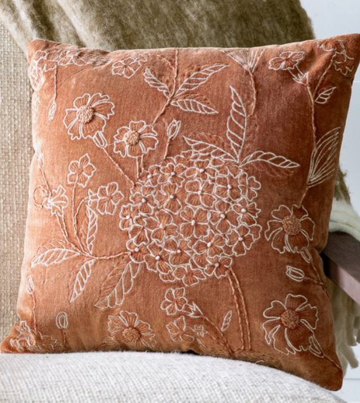 Velvet Flower Pillow | 18x18"