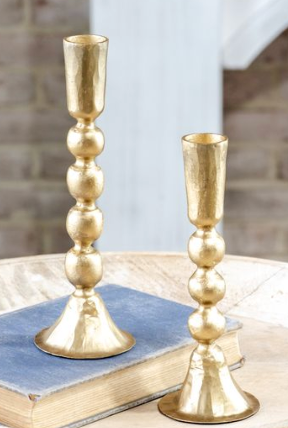 Gold Bubble Taper Candle Holder | 8", 7"