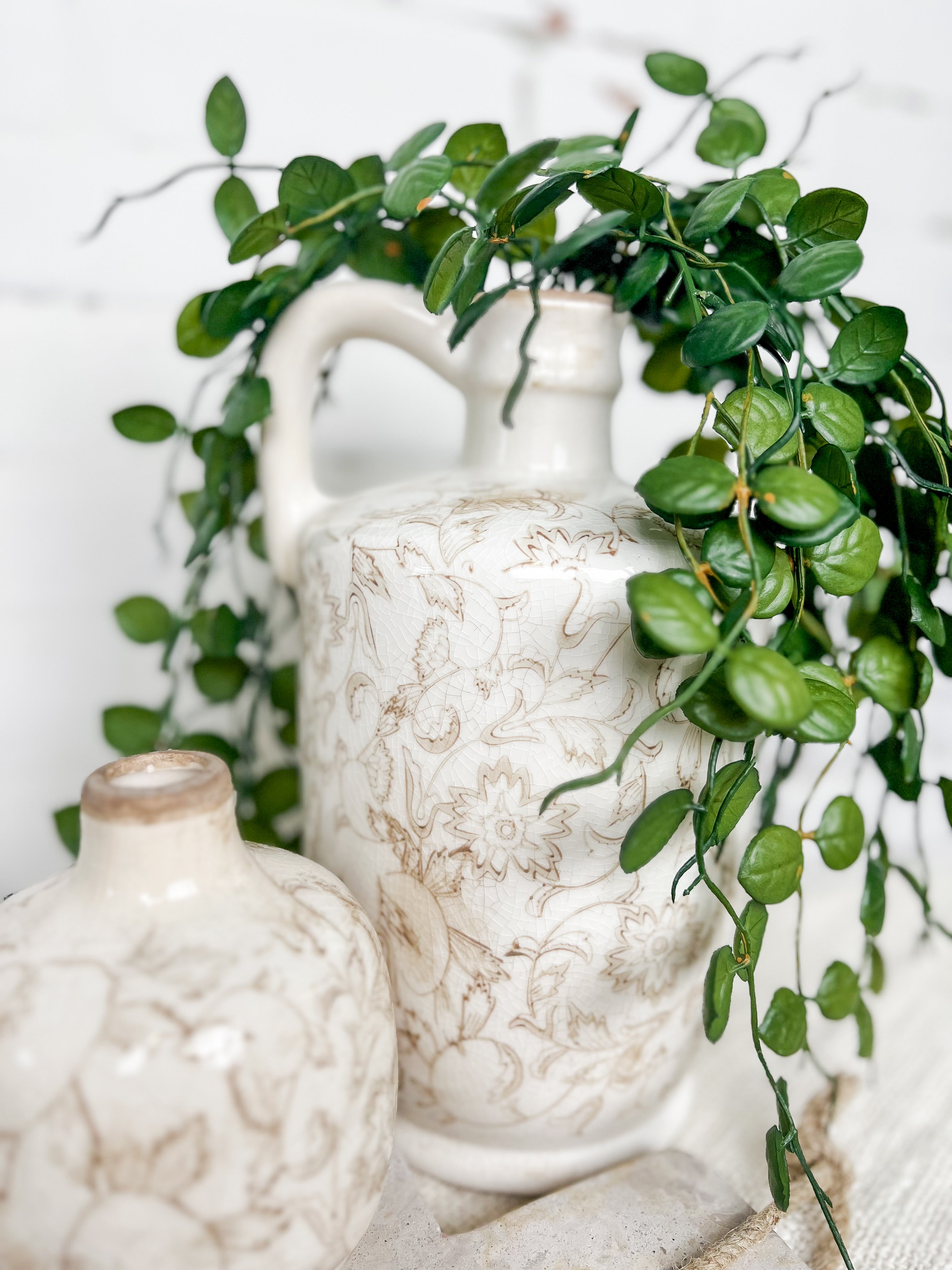 Beige Heirloom Handle Vase
