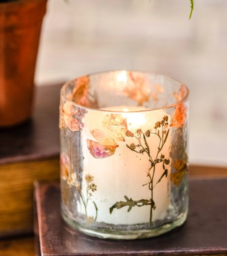 Pressed Fuschia Petal Flower Jar