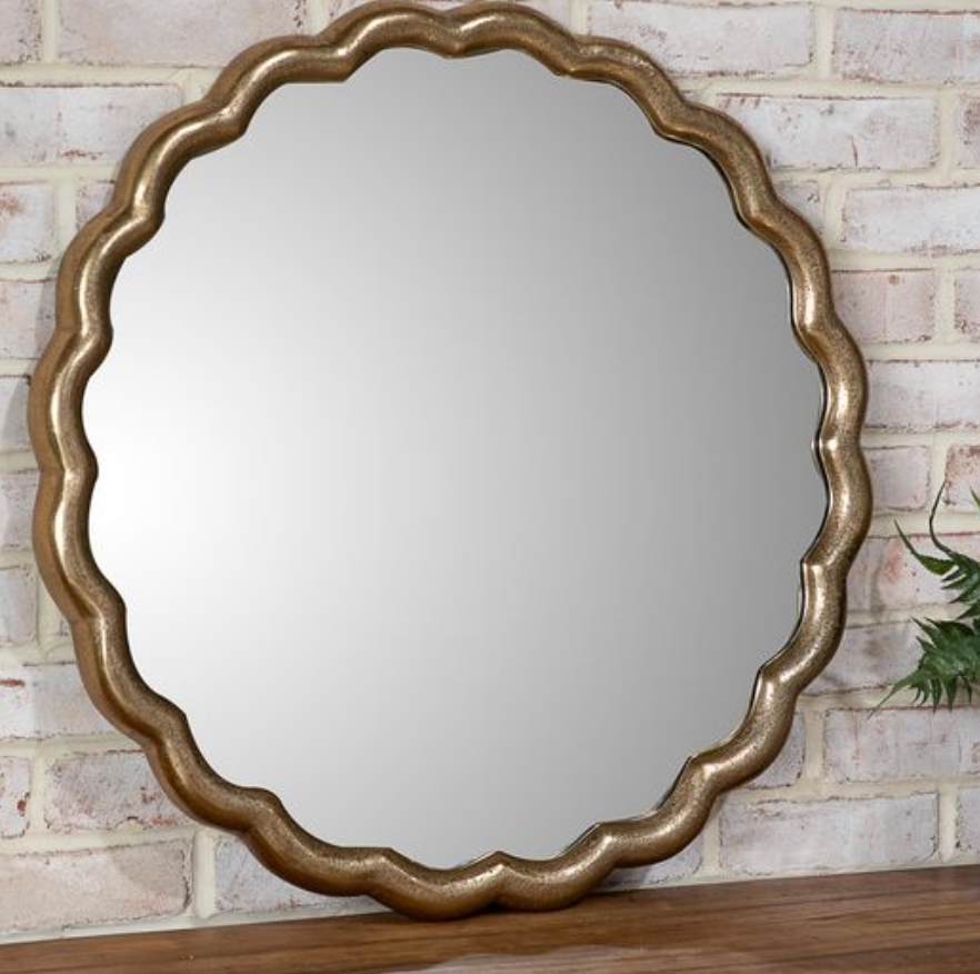 26.5" Brass Scallop Edge Mirror