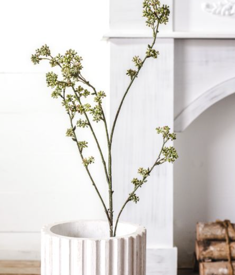 35" Green Rice Flower Faux Floral Stem