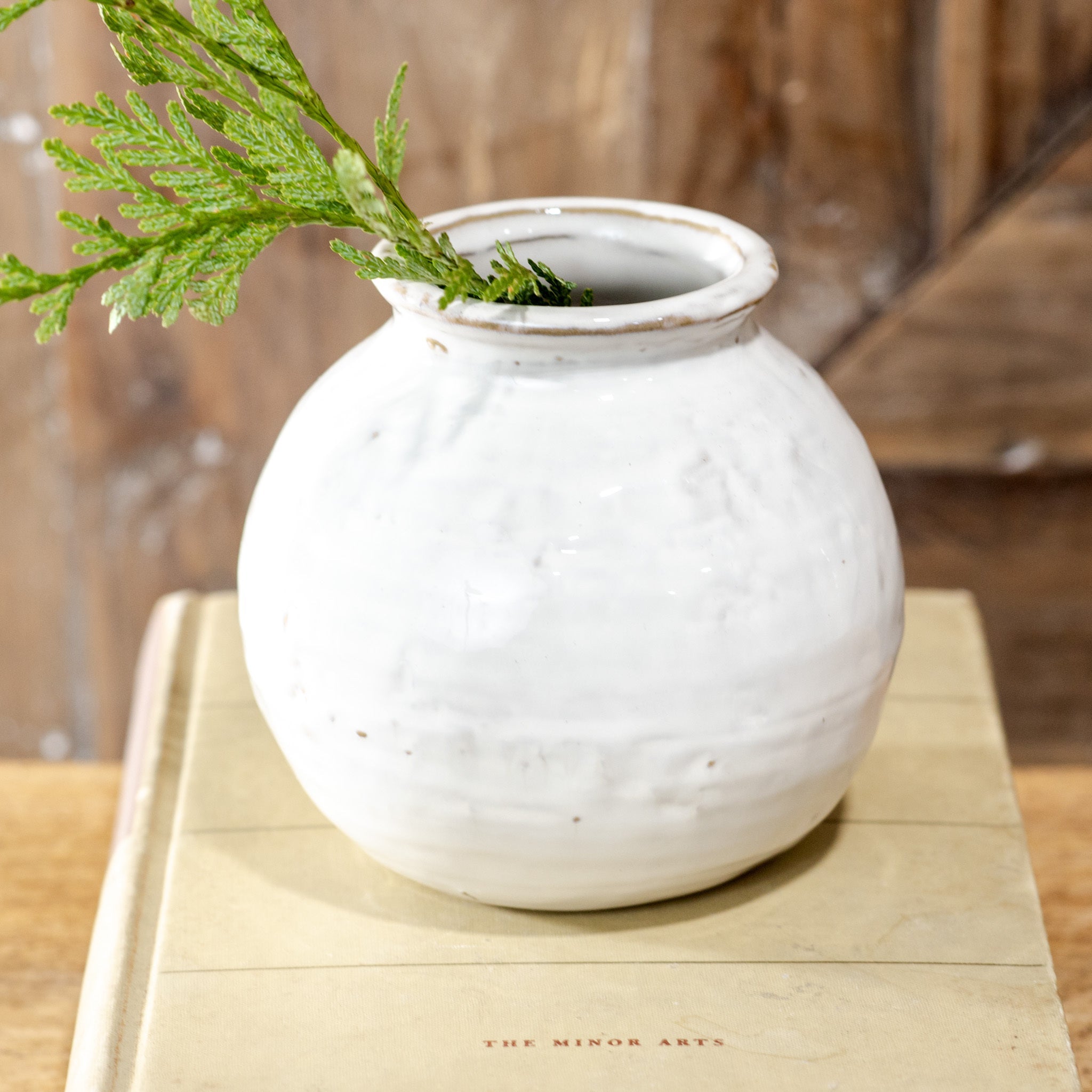 Glazed White Round Vase – Small