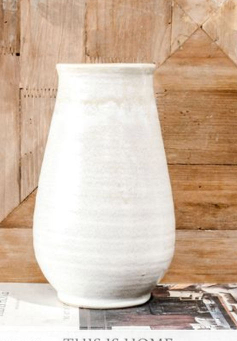 Beige/wht Deco Vase