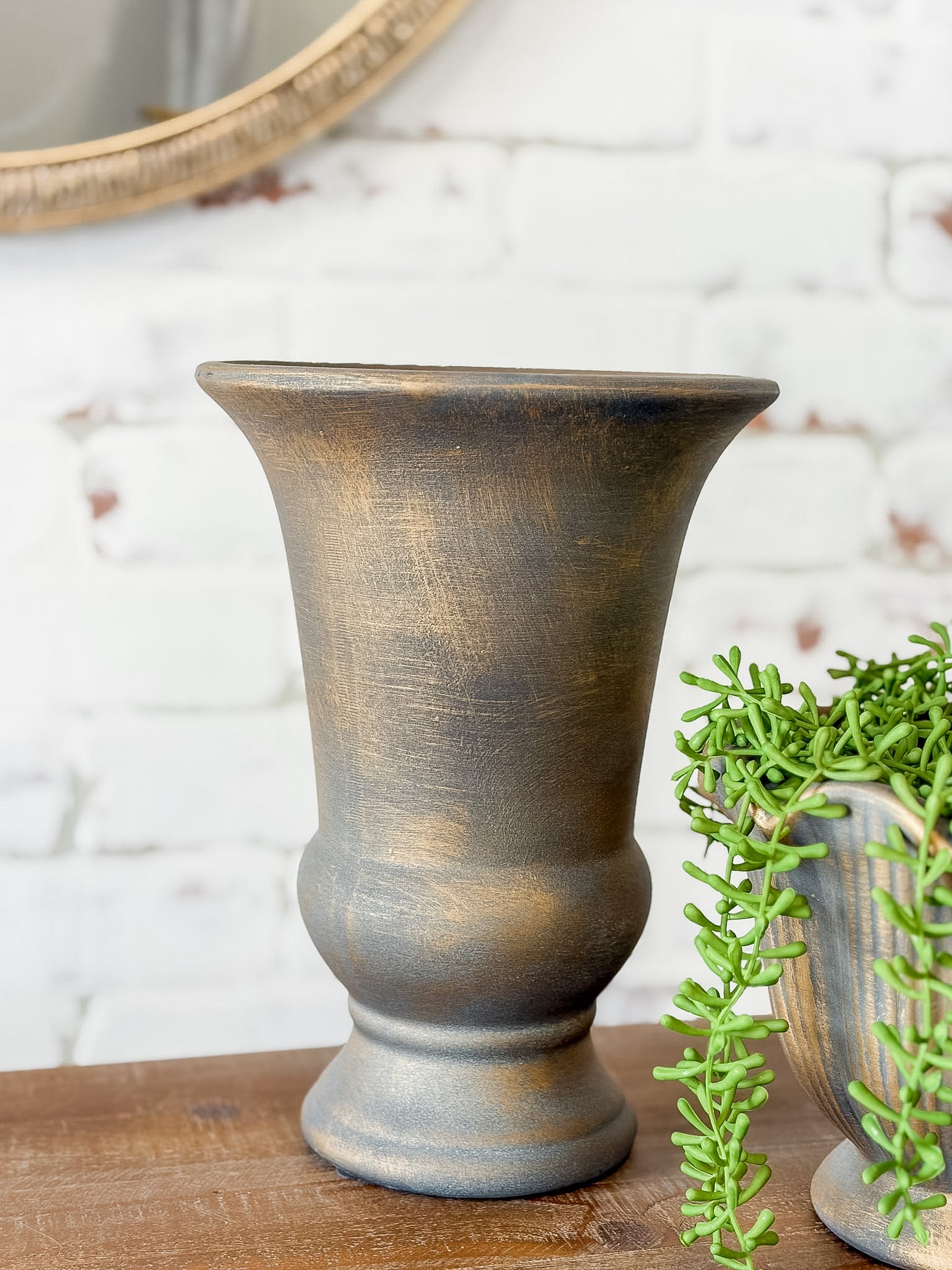 10" Antique Bronze Fluted Vase
