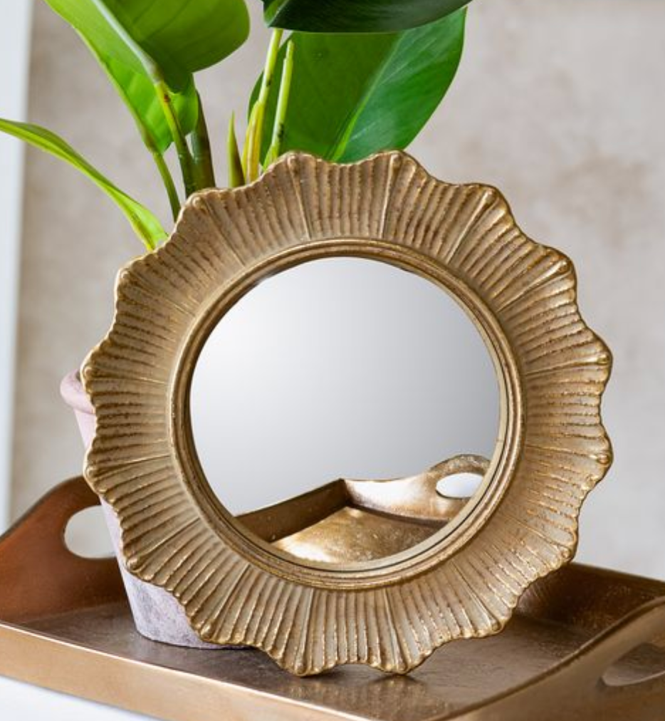 8" Gold Table Top Mirror