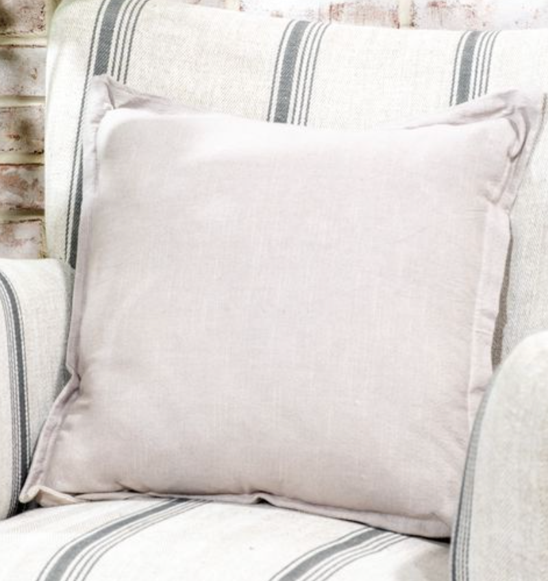 Light Gray Linen Flange Edge Pillow | 18x18"