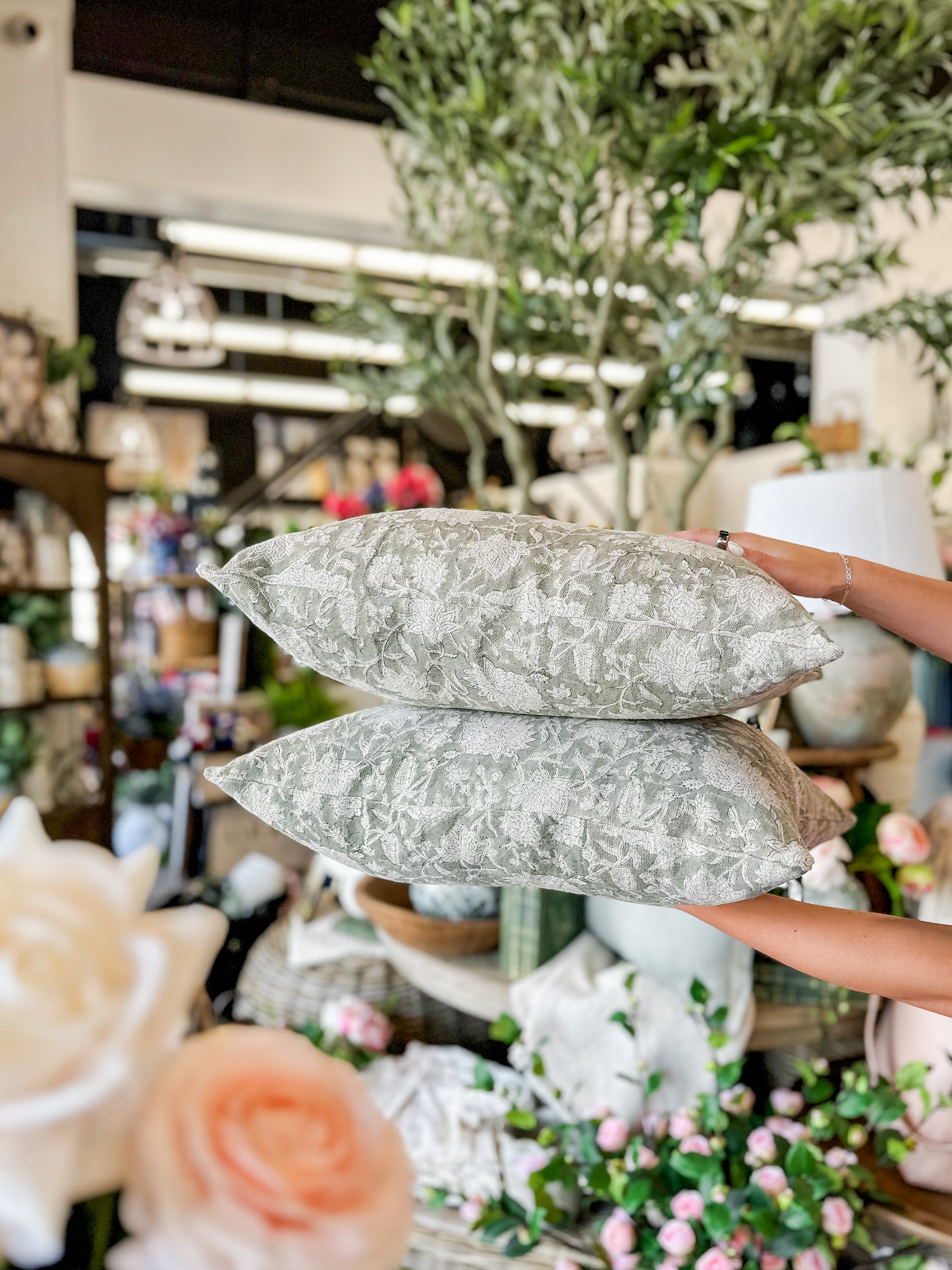 Sage Botanical Print Pillow