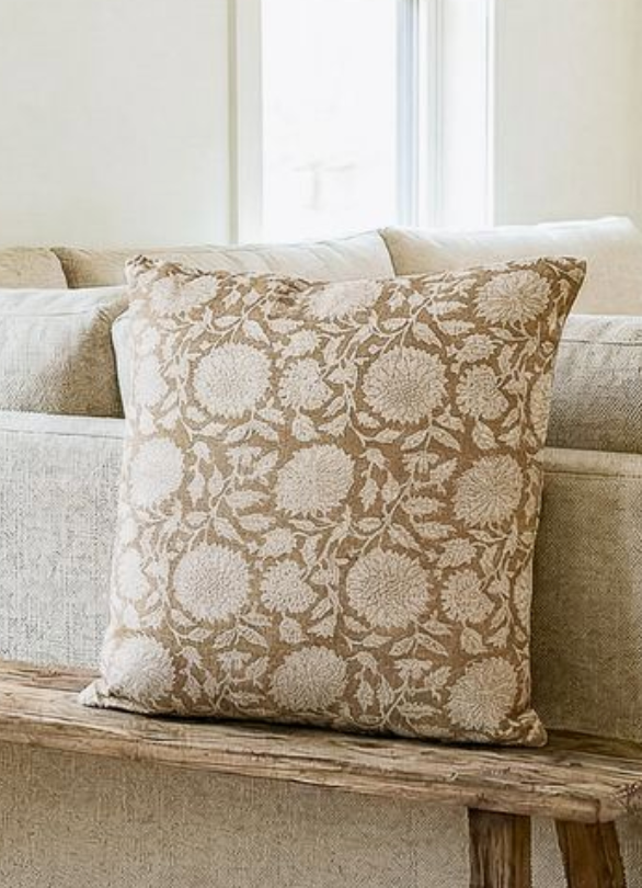 Floral Block Print Pillow | 20x20"