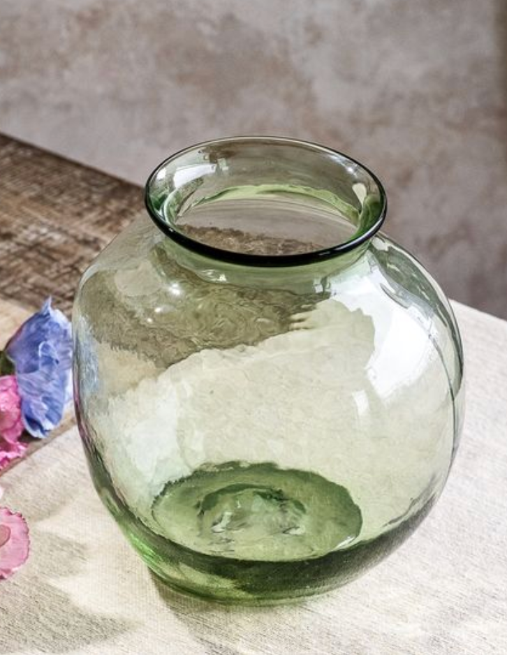 Green Glass Round Vase