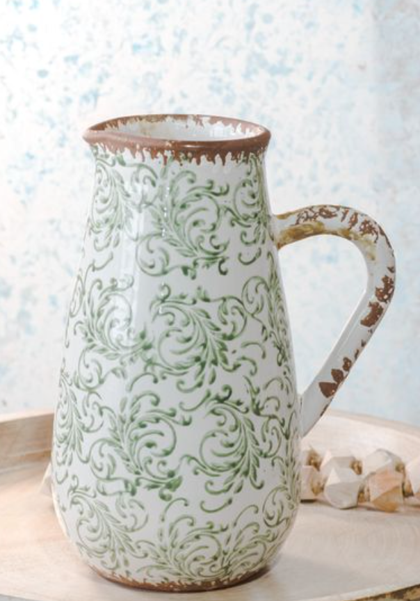 Green Heirloom Pitcher Vase