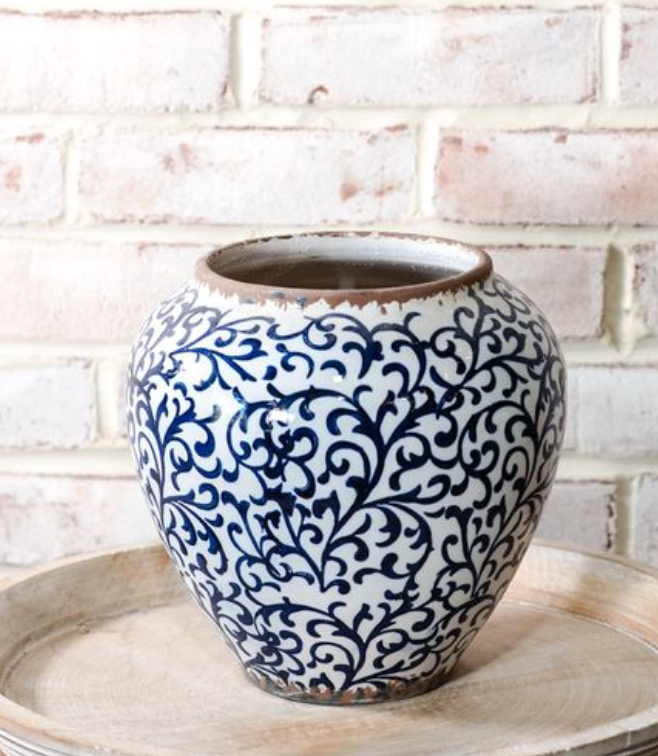 Blue Damask Vase