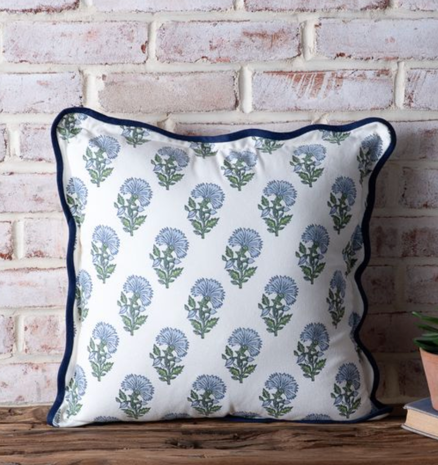 Floral Block Print Pillow – 18"