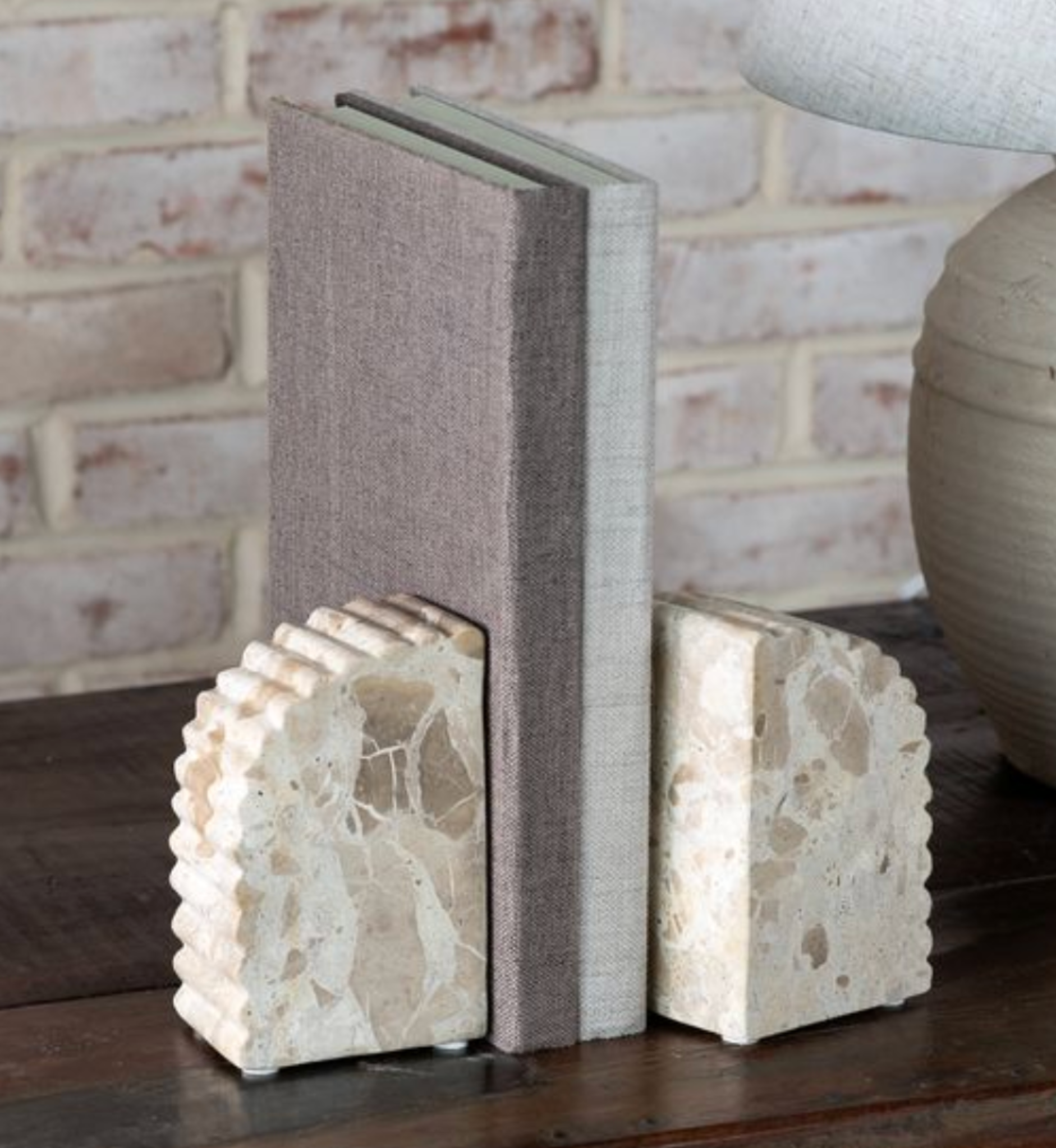 Scalloped Marble Bookends