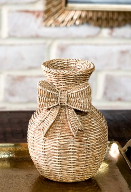6" Polyresin Bow Vase