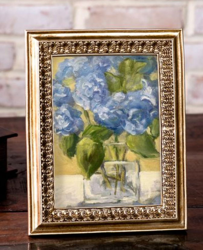 Hydrangea Oil Painting Print | Gold Scroll Frame | 5x7