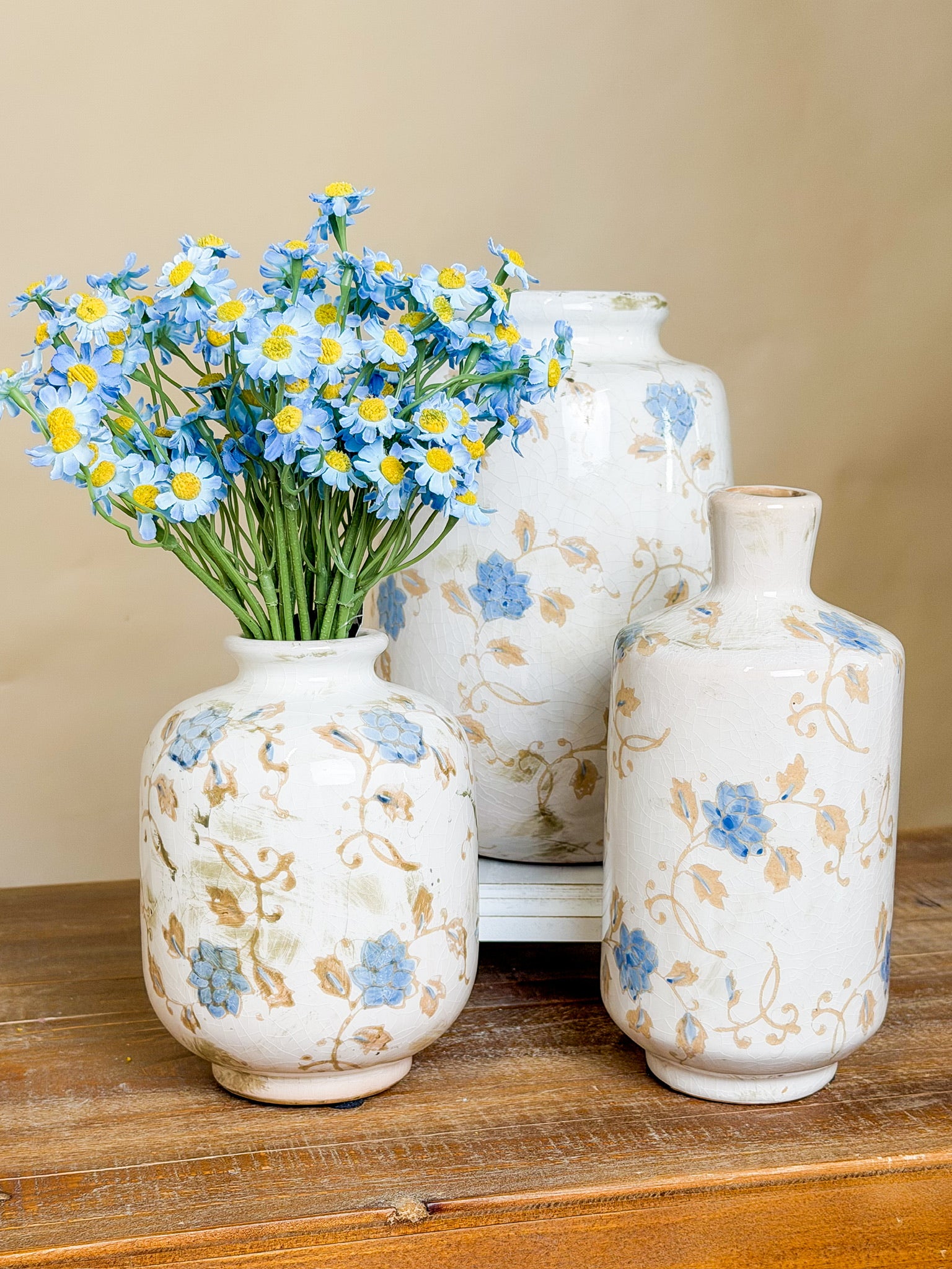 11" Mini Blue Daisy Bunch