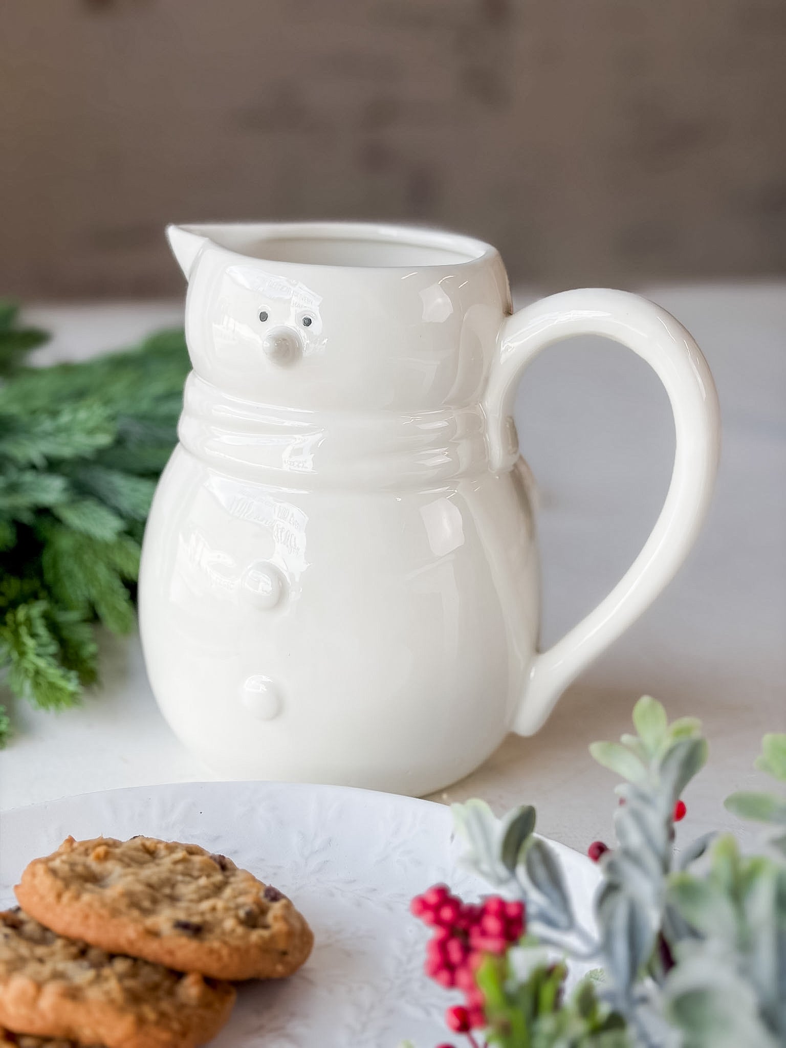7" Ceramic Snowman Pitcher