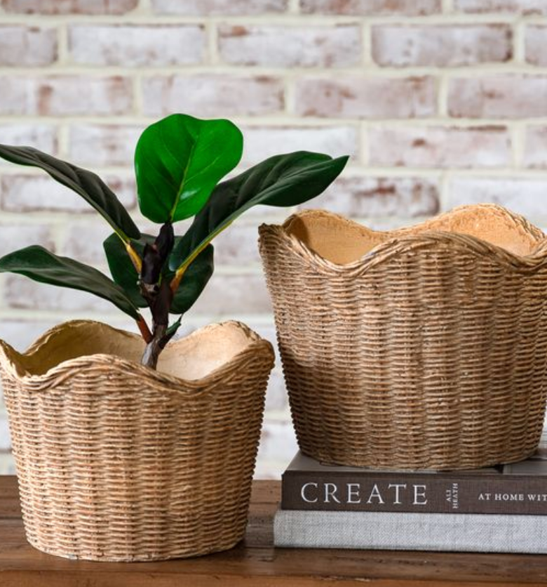 Basket Weave Cement Planters