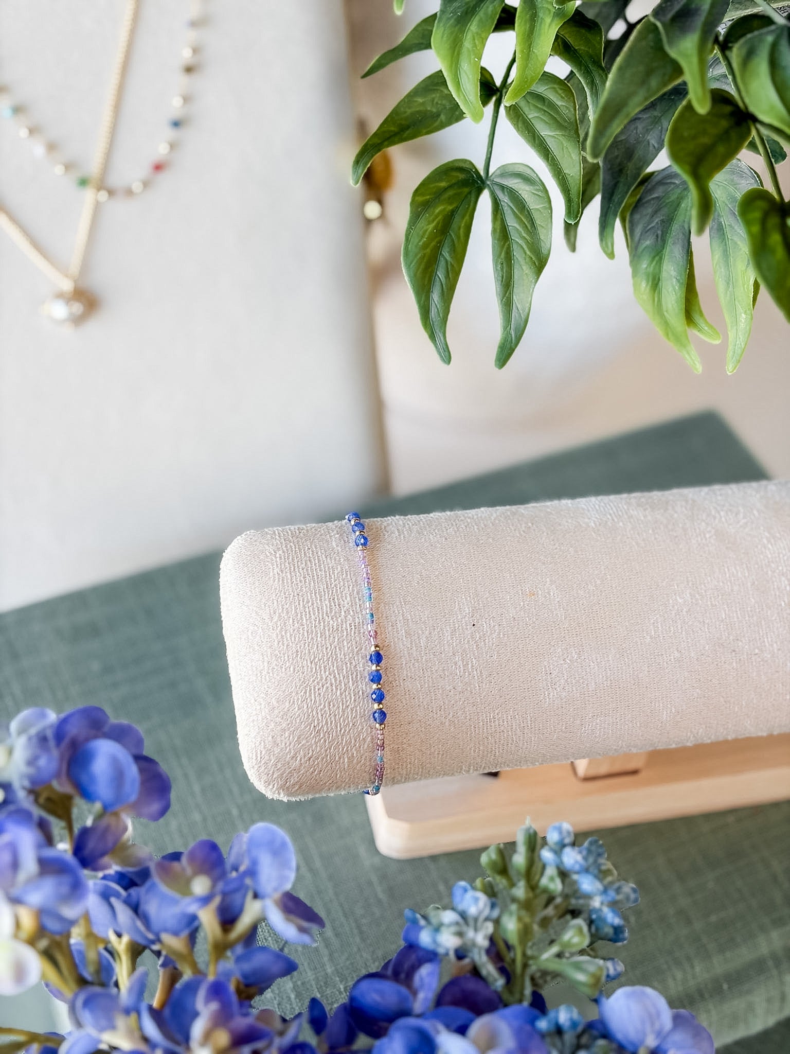 Mixed Bead Cobalt & Gold Bracelet