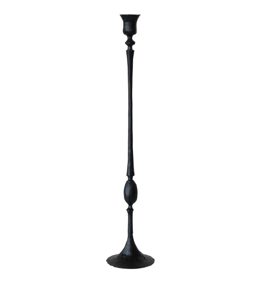 Sculpted Black Iron Taper Holder