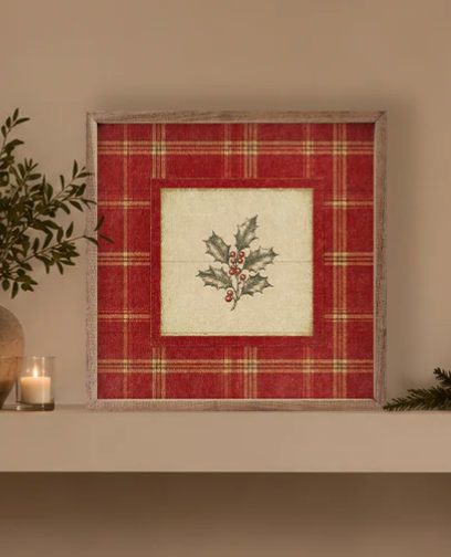 Cranberry Plaid Holly | 12x12