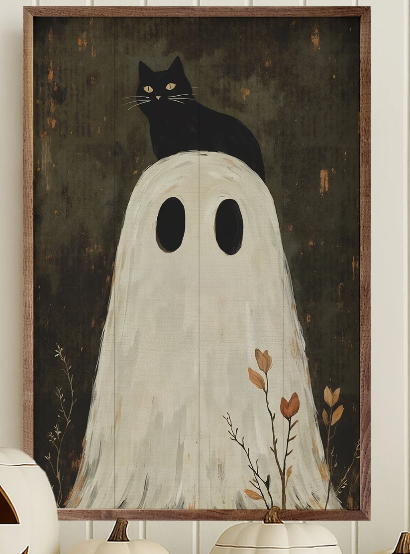 Ghost With Cat On Head | 10x16