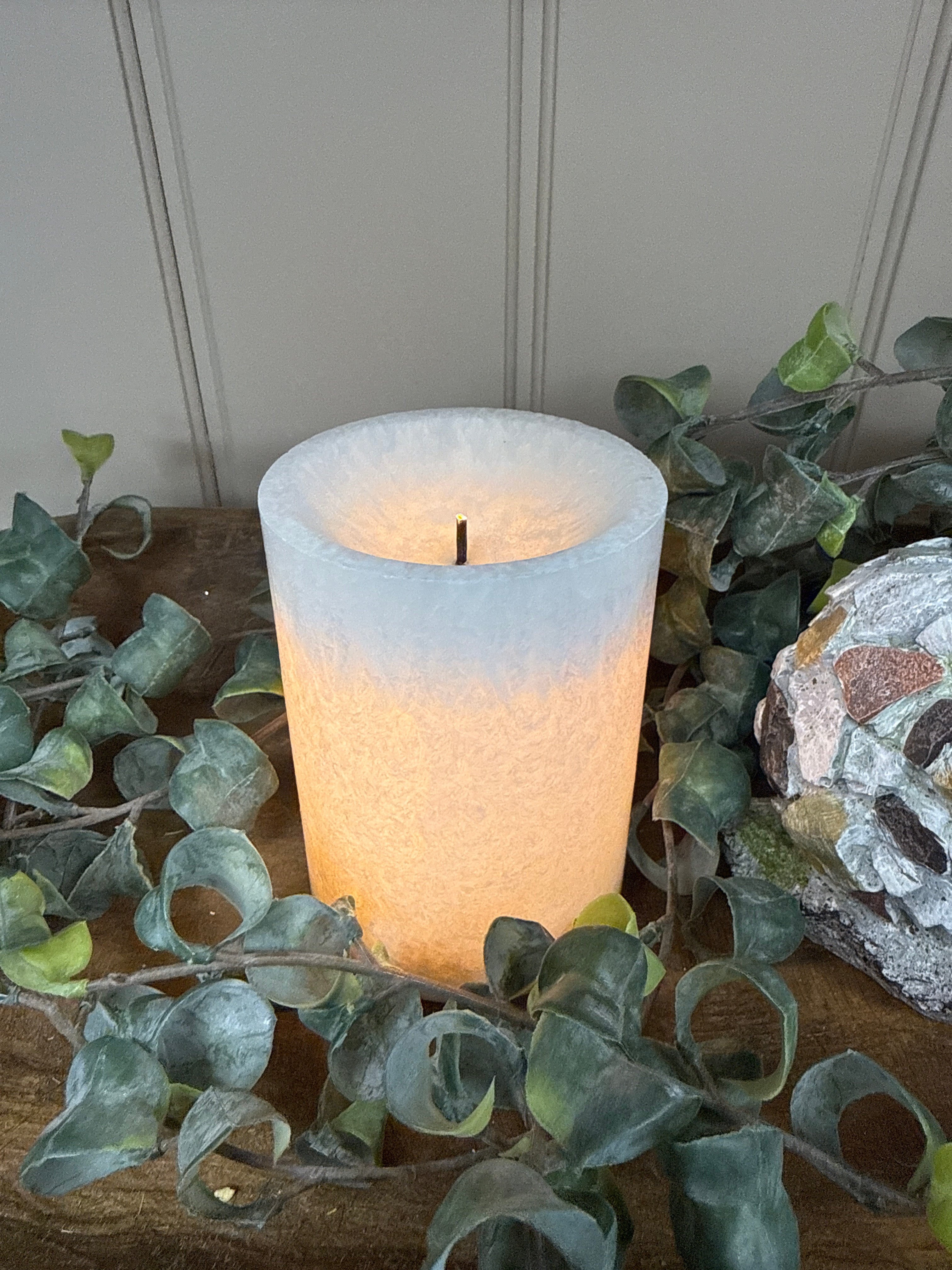 3"x4" Ice Effect LED Candle with Glow Wick