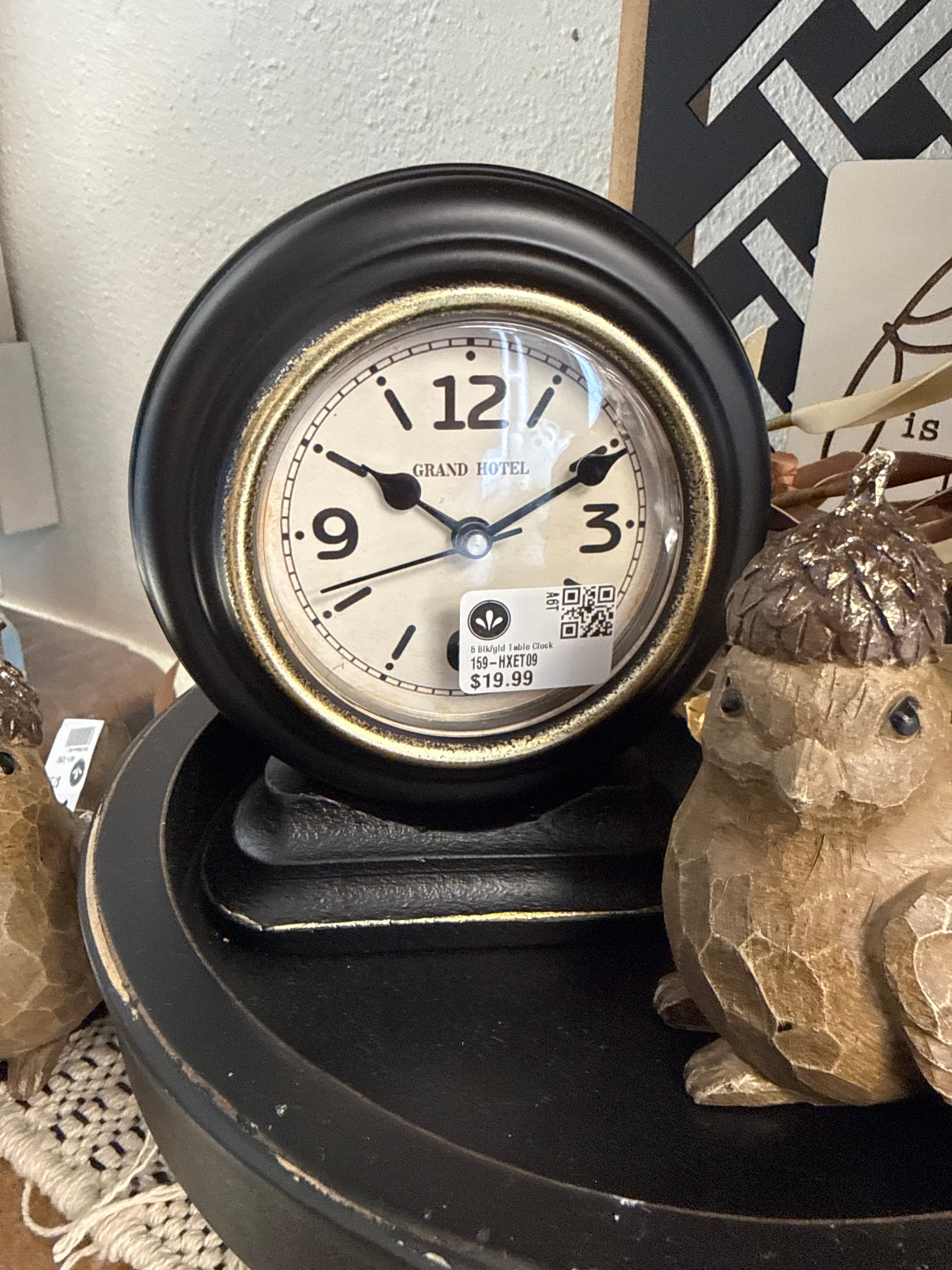 5" Black & Gold Table Clock