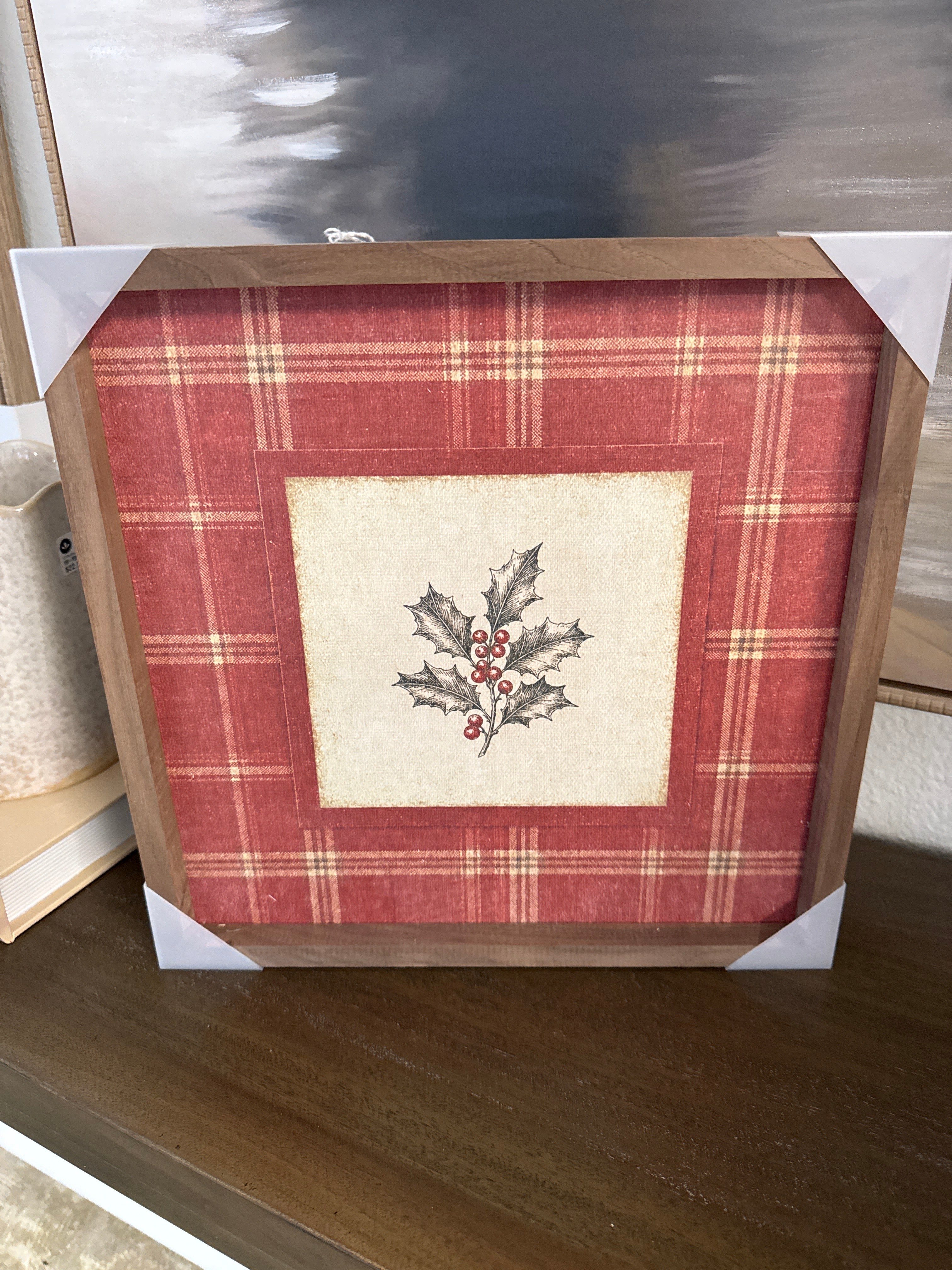 Plaid Artwork with Holly
