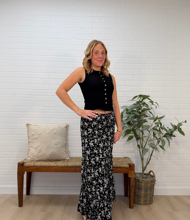Floral Tiered Maxi Skirt