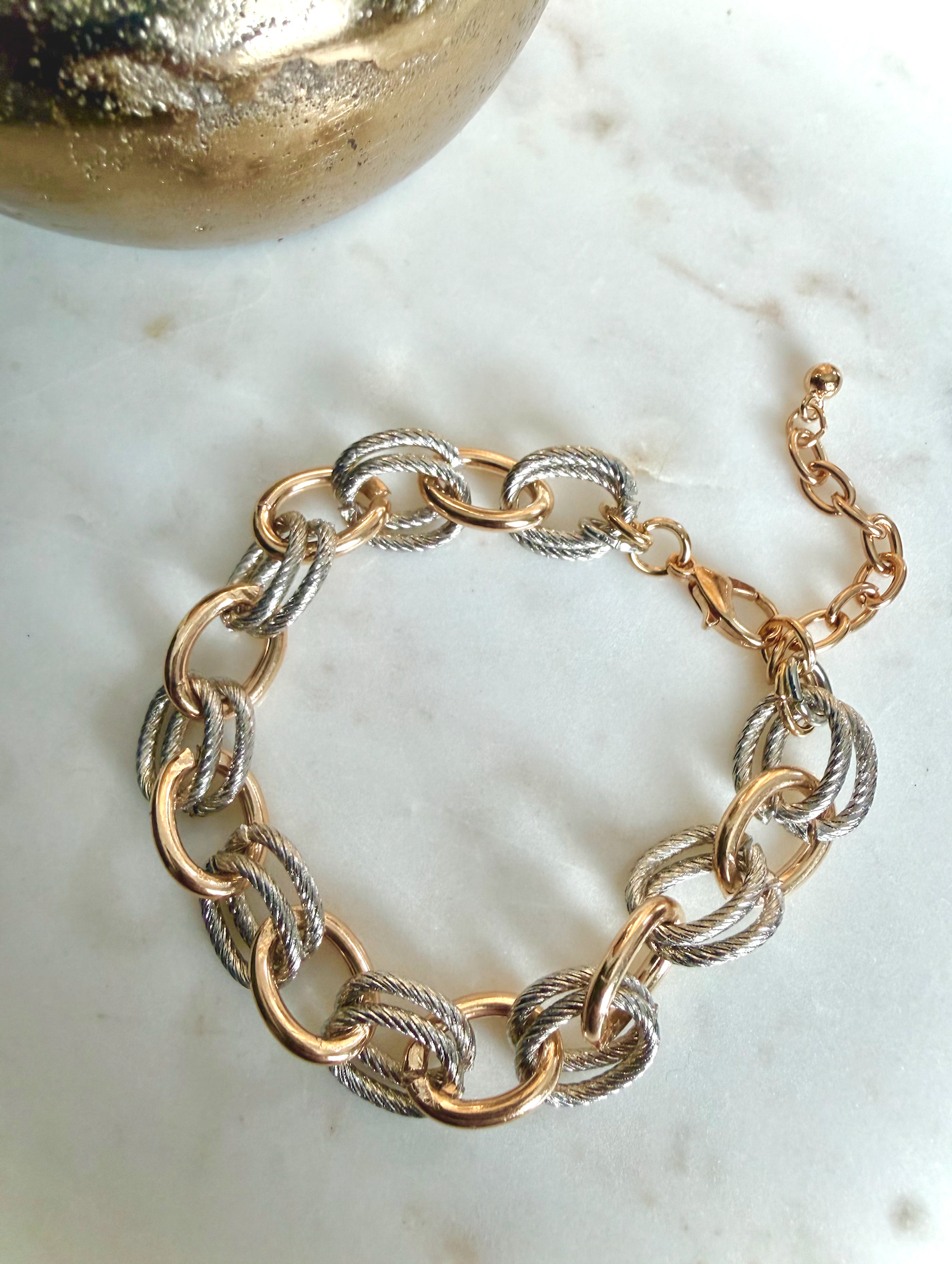 Two Tone Double Link Bracelet