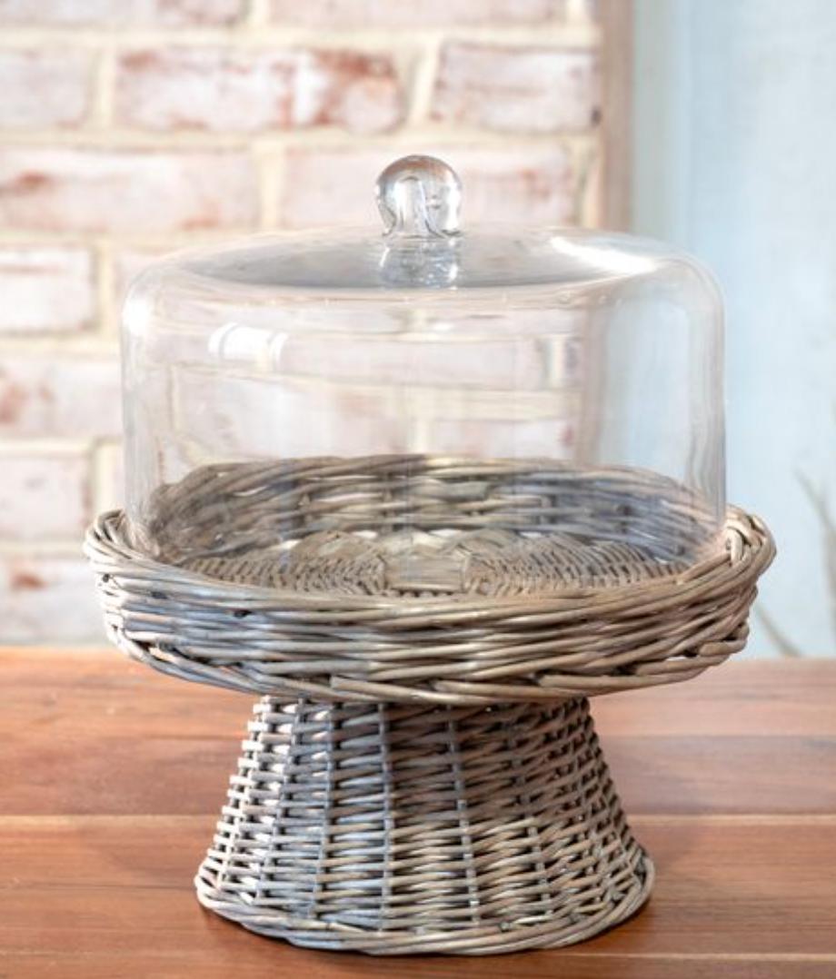 11" Glass Cake Dome + Willow Base