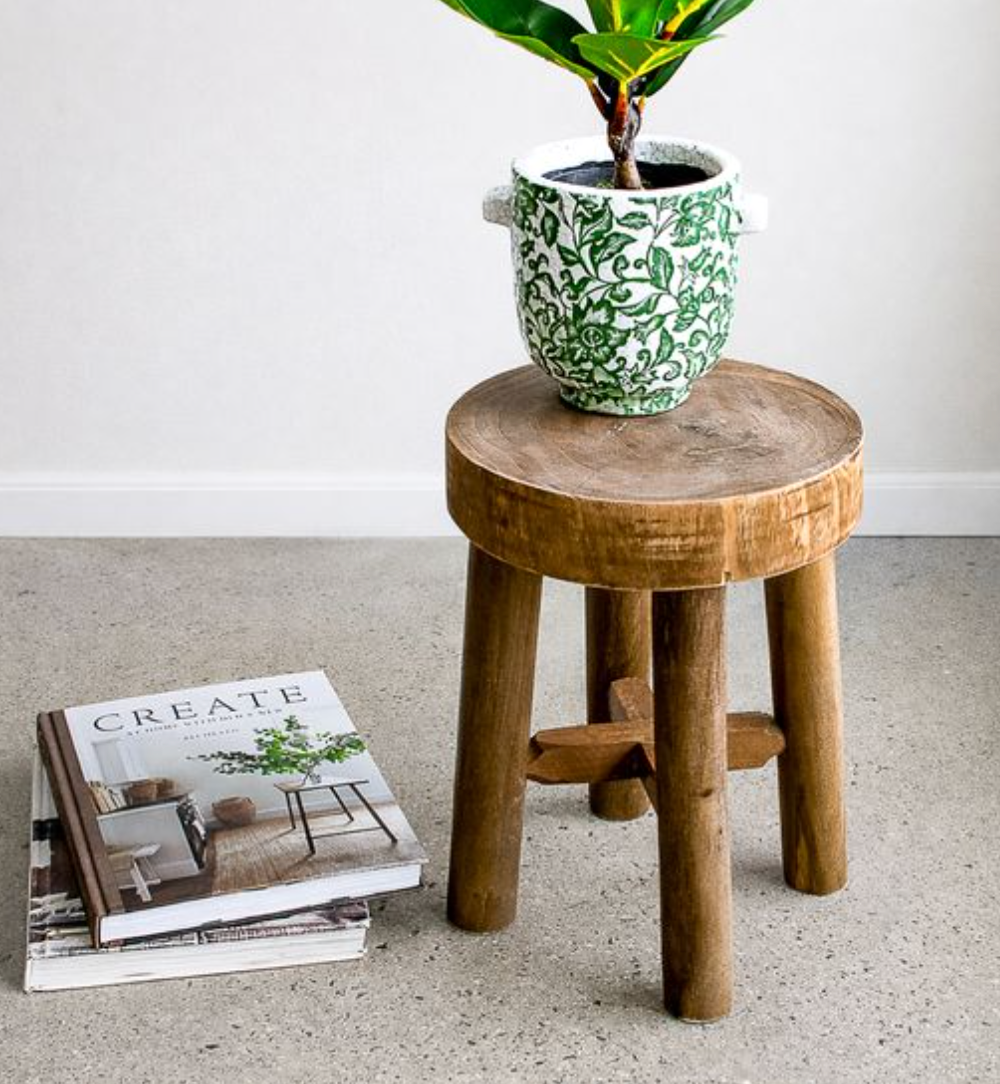 14" Natural Wood Stool