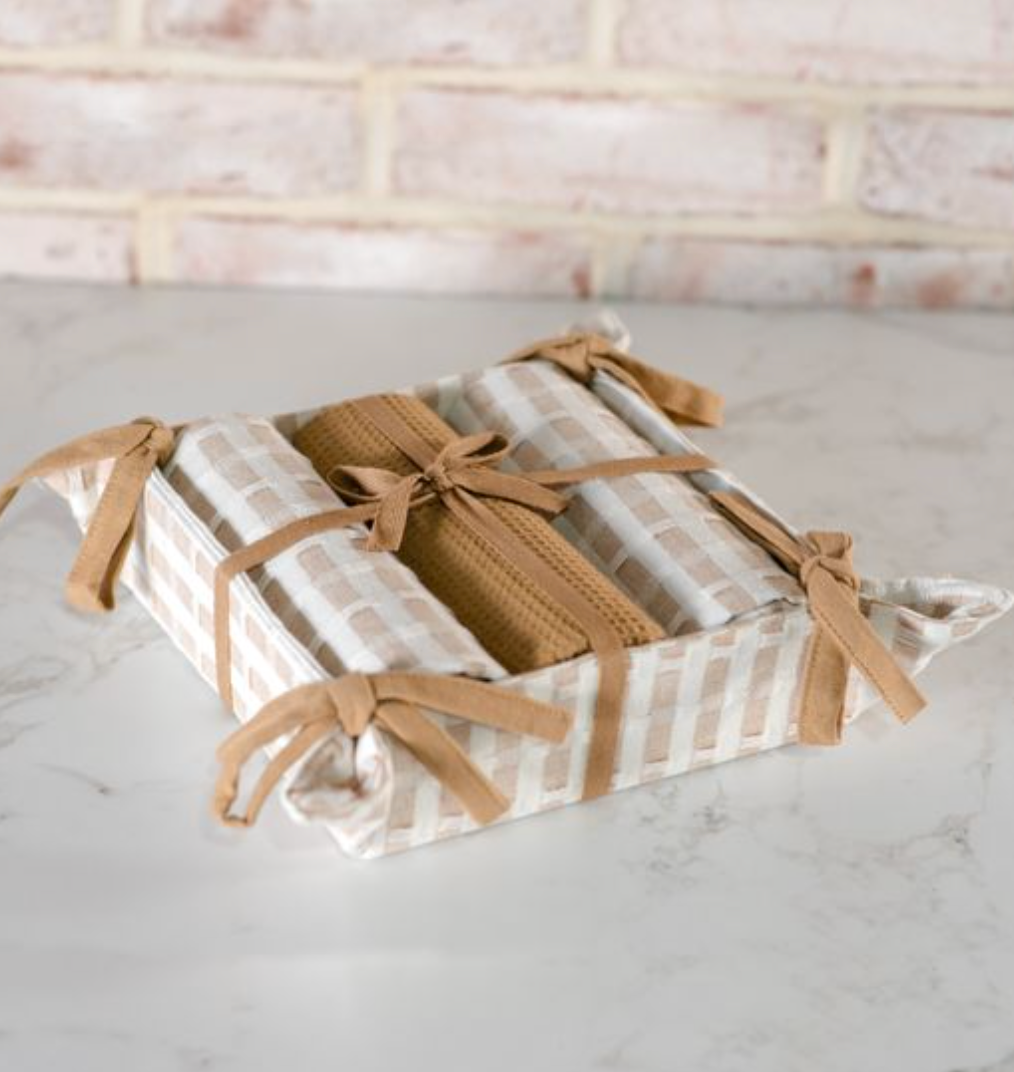 3 Piece Latte Weave Towel Gift Set