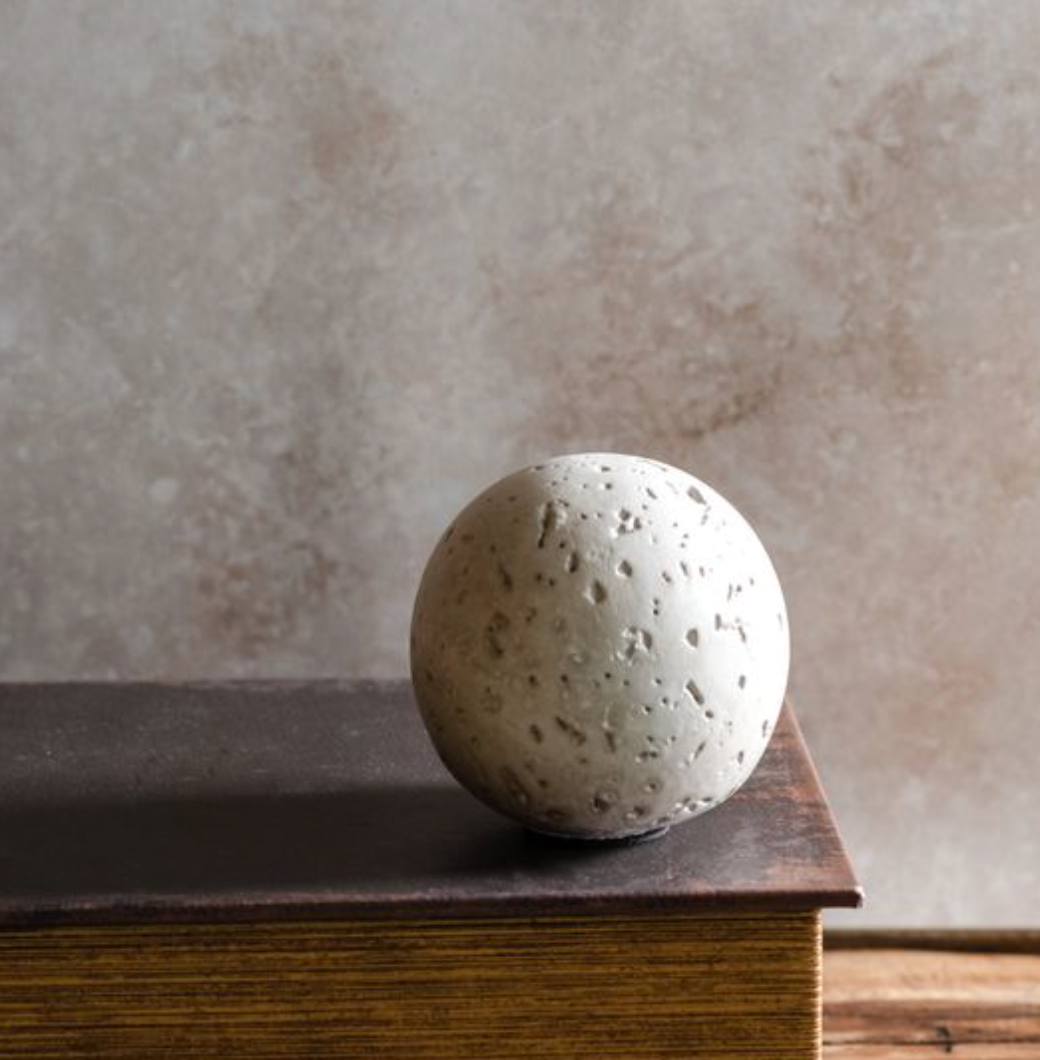 3" Cream Cement Deco Ball