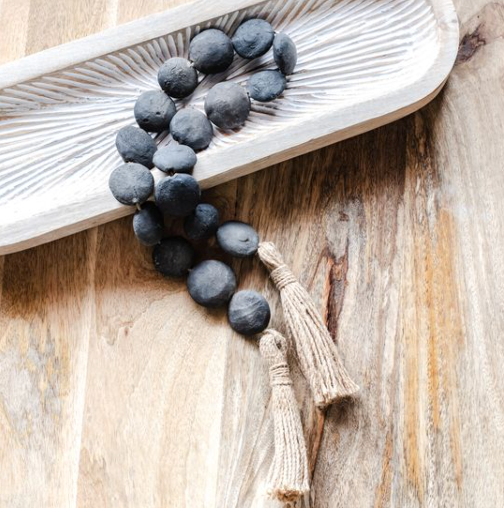 35" Black Terra Cotta Beads
