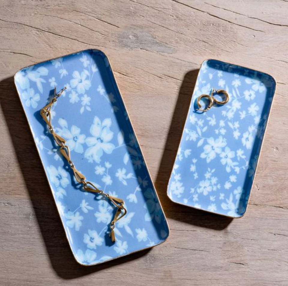 Summer Blue Floral Trays